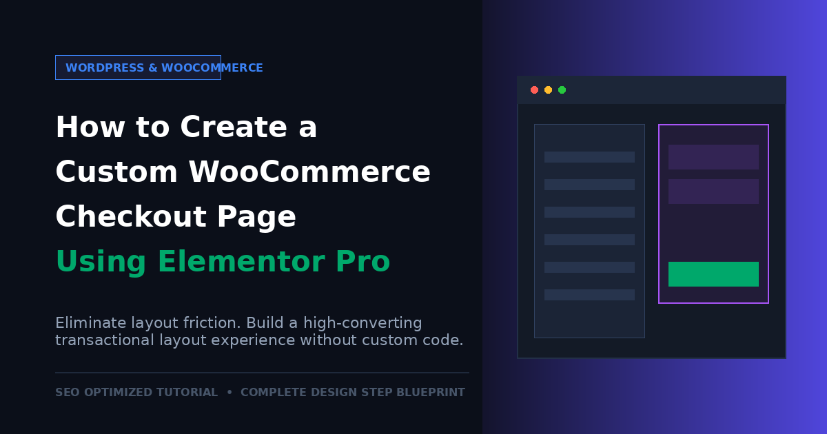 How to Create a Custom WooCommerce Checkout Page Using Elementor Pro (Step-by-Step)